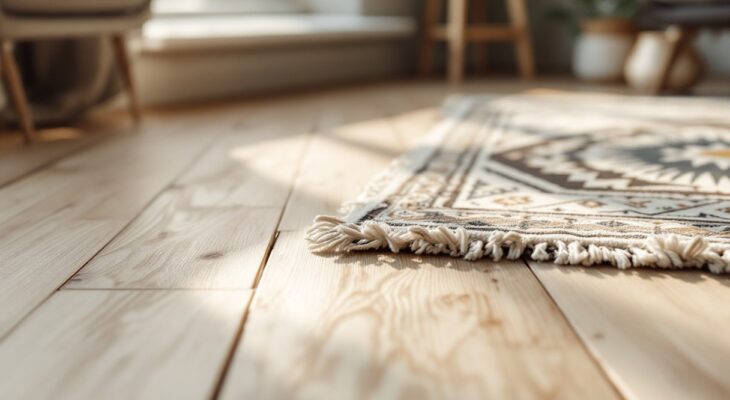 Chaleur visuelle : réchauffer un sol clair avec un tapis aux motifs nordiques