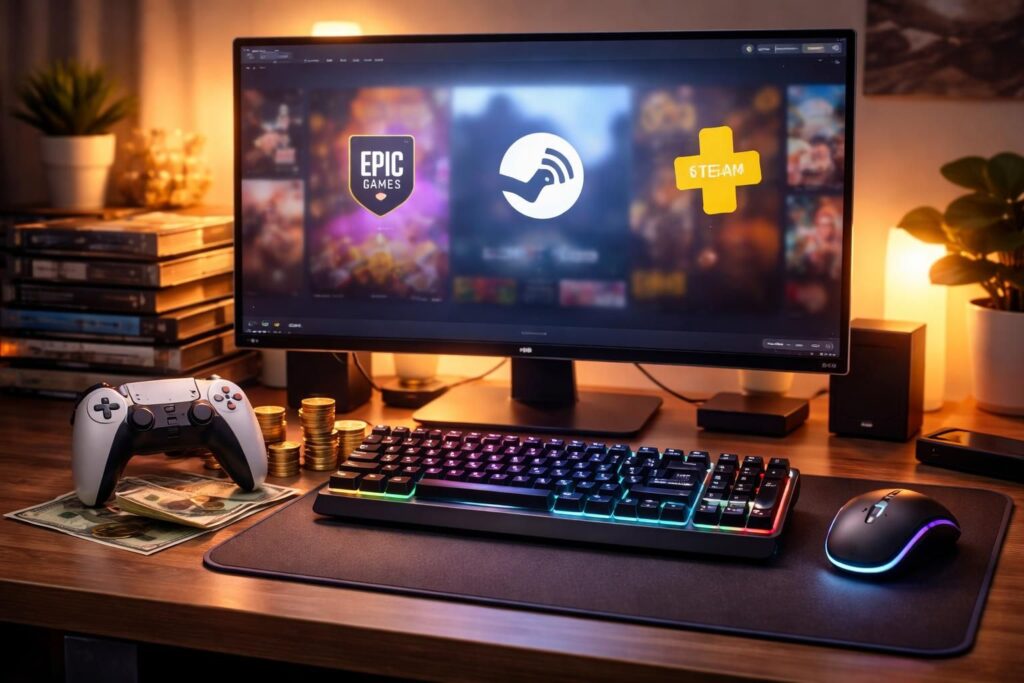 Jeux vidéo économiques avec Epic Games gratuits, Steam soldes et PlayStation Plus pour jouer moins cher