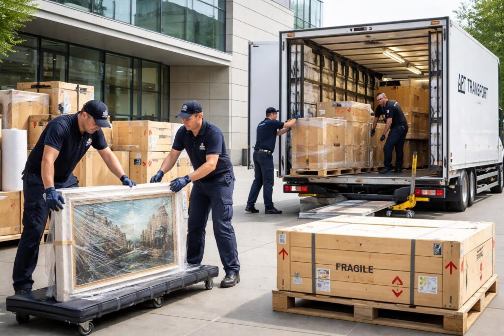 Logistique culturelle avec des transporteurs spécialisés dans les œuvres pour musées et galeries