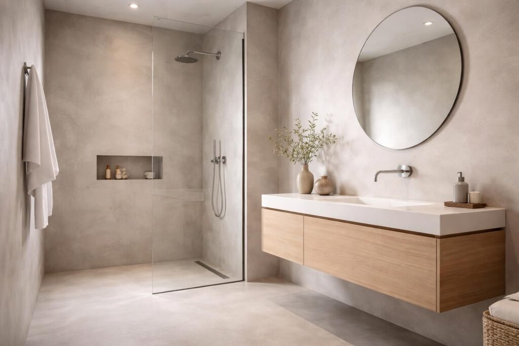 Rénover une salle de bain avec du béton ciré Mercadier
