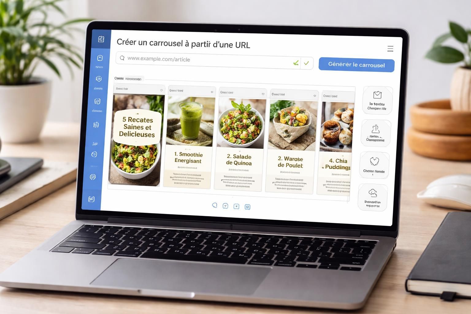 instacarousel simplifie la création de carrousels instagram en générant facilement des publications attrayantes à partir de n'importe quelle url.