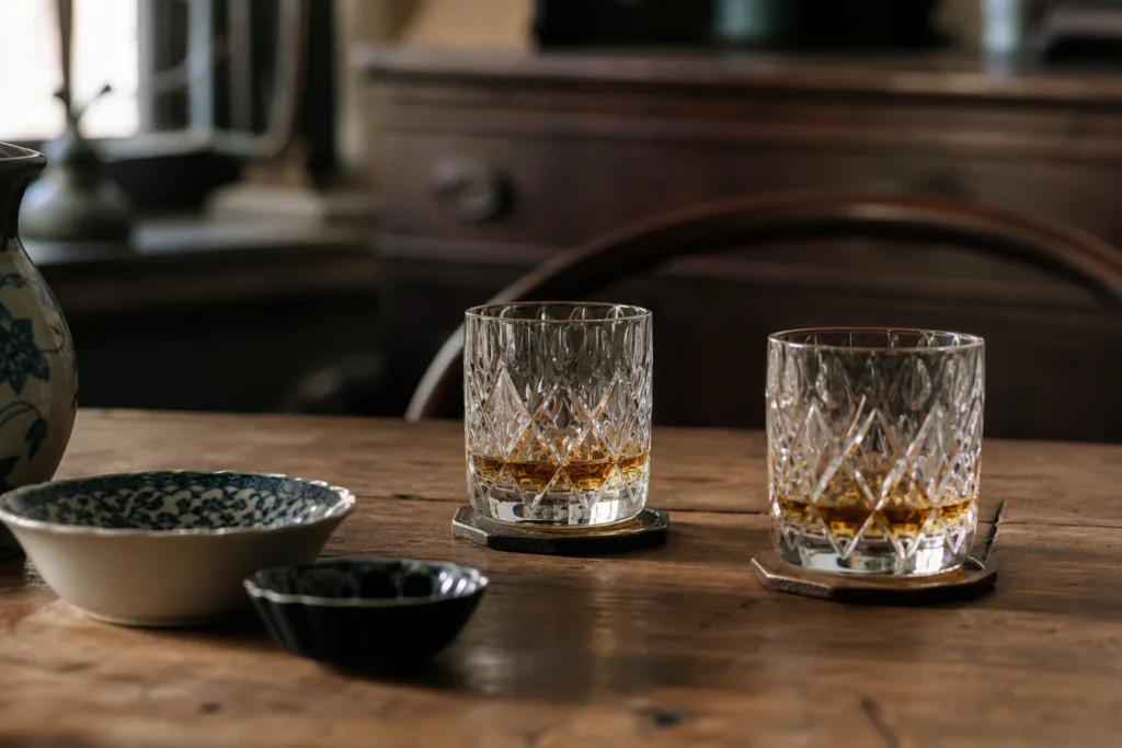Créer une ambiance rétro avec des verres à whisky et une vaisselle pleine de caractère